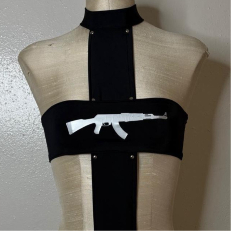 Pipe Bending Spring - Y2K Black Gothic Cutout Crop Top