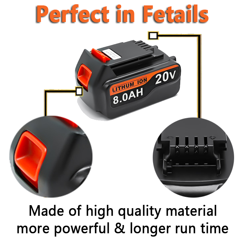 high capacity 8Ah LBX20 Replac - огляд і ціна Black+Decker Tool 20V Max